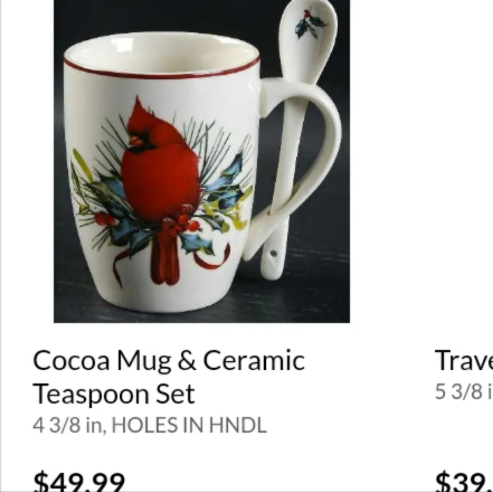 Lenox Winter Greetings Cardinal Hot Cocoa Mug & Spoon